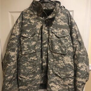 Vintage EUC Golden MFG Military Camouflage Jacket Intamar Logistics Lined Large